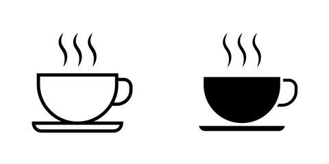 Coffee icons. stroke line and black solid icons
