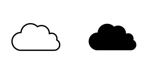 Clouds icons. stroke line and black solid icons