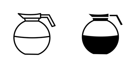 Coffee pot icons. stroke line and black solid icons