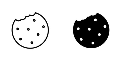 Cookie icons. stroke line and black solid icons