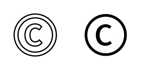 Copyright icons. stroke line and black solid icons