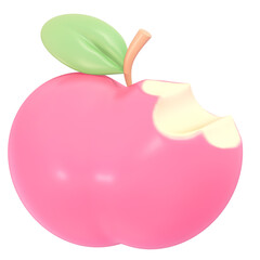 Cute 3d Bitten Pink Apple Illustration