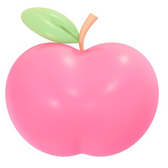 Cute 3d Pink apple cartoon Illustration