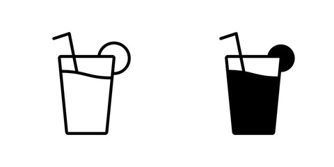 Drink icons. stroke line and black solid icons