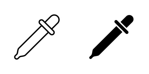Eye dropper icons. stroke line and black solid icons