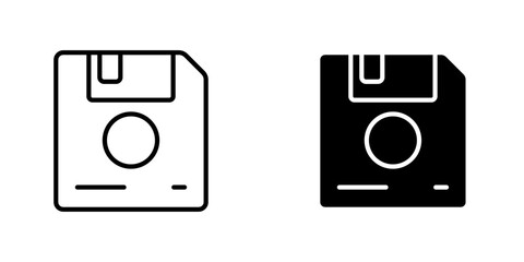 Floppy disk icons. stroke line and black solid icons