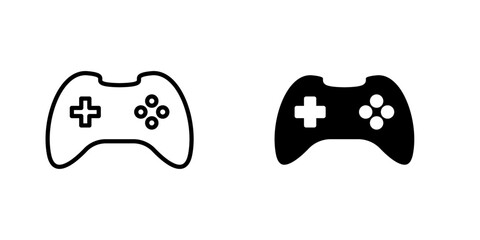Gamepad icons. stroke line and black solid icons © Abstractor