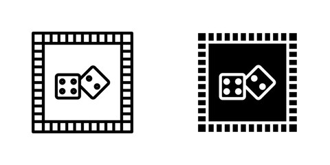 Game board icons. stroke line and black solid icons