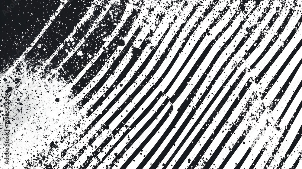 Poster Mesmerizing abstract monochrome stripe pattern texture with dynamic fluid lines and contrasting light and dark elements  This striking digital graphic background evokes a sense of energy movement