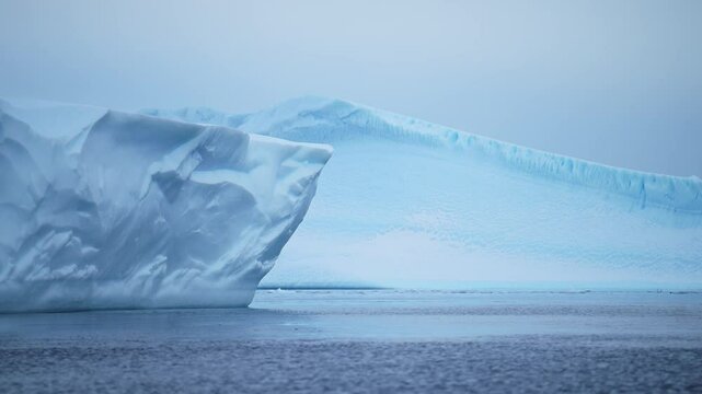 Amazing Shapes of Big Blue Icebergs, Antarctica Scenery of Massive Bizzare Beautiful Icebergs in Ocean Sea Water in Cold Winter Seascape, Amazing Nature Landscape in Dramatic Scenery