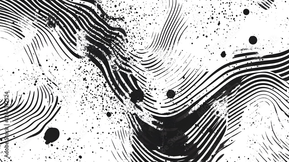 Poster Mesmerizing Abstract Monochrome Wavy Pattern for Design and Creative Background  Captivating dynamic lines curves and gradients create a striking visual impact perfect for modern minimalist