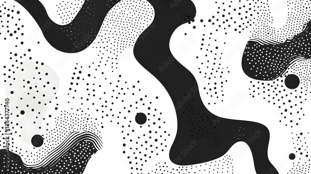 Leinwandbilder mesmerizing abstract textural background with organic black and white dotted patterns dynamic flowin