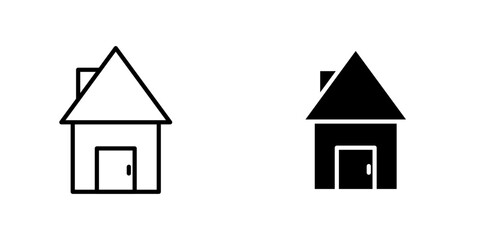 House icons. stroke line and black solid icons