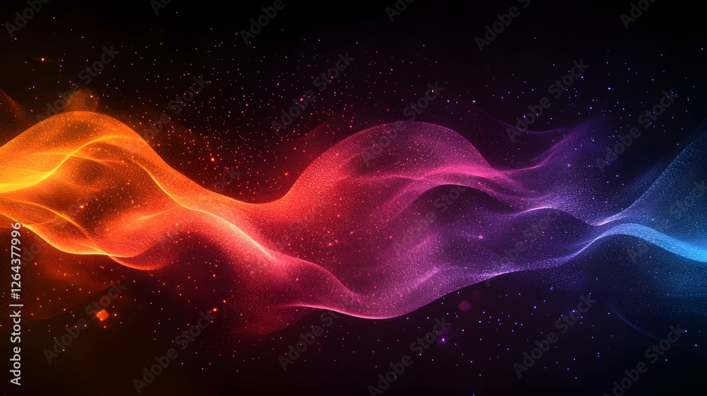 Leinwandbilder Mesmerizing and captivating digital art depicting vibrant colorful and dynamic waves of celestial energy resembling an aurora or cosmic phenomenon in a surreal futuristic and otherworldly setting