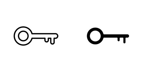 Key icons. stroke line and black solid icons