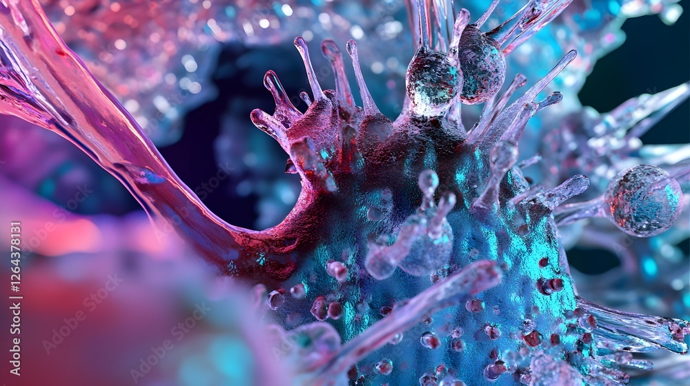 Aufkleber Mesmerizing and captivating cosmic fractal swirl of vibrant glowing and iridescent digital abstraction  Futuristic psychedelic and mind bending visualization of energy patterns and imagination