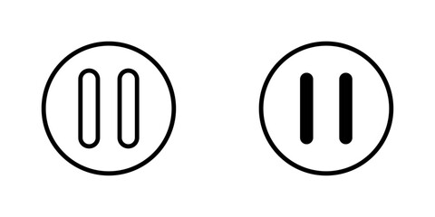Pause icons. stroke line and black solid icons