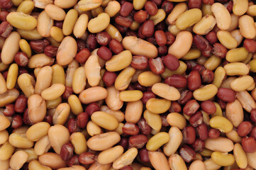 Three bean salad background with cannellini, flageolet and adzuki beans