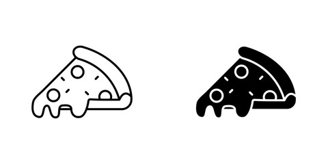 Pizza slice icons. stroke line and black solid icons