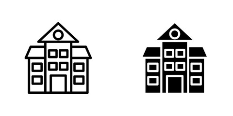 School icons. stroke line and black solid icons