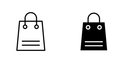 Shopping bag icons. stroke line and black solid icons
