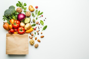 Vibrant Produce Spilling from a Brown Paper Bag: A Fresh, Healthy Still Life