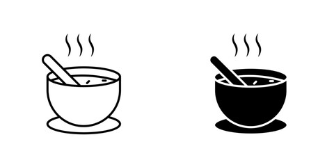 Soup icons. stroke line and black solid icons
