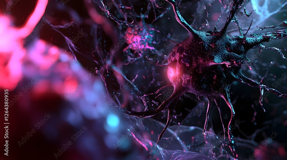 Poster Mesmerizing Cosmic Explosion of Energy and Light in the Depths of the Universe  This abstract futuristic image showcases a swirling dynamic vortex of vibrant colors particles and energy