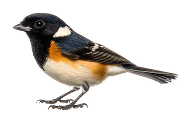 Naklejka premium titmouse bird on a white background, great tit, Parus major, oxeye close up, spring. Symbol of optimism a