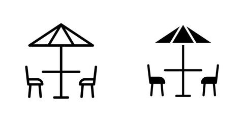 Terrace icons. stroke line and black solid icons