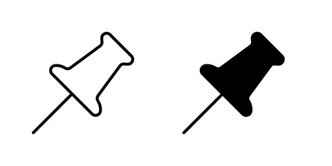 Thumbtack icons. stroke line and black solid icons