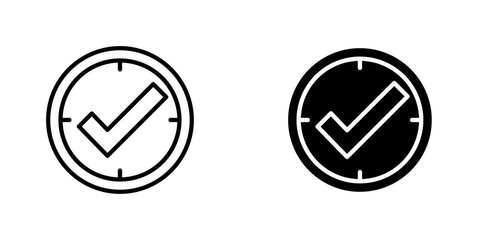 Time check icons. stroke line and black solid icons