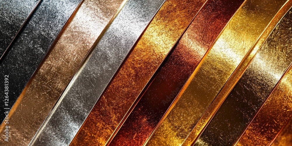 Fototapete An abstract image featuring metallic gradients with a focus on the sleek and reflective qualities of metallic colors, blending shades of gold, silver, and bronze to creat