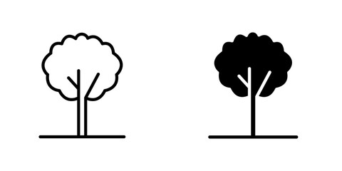 Tree icons. stroke line and black solid icons