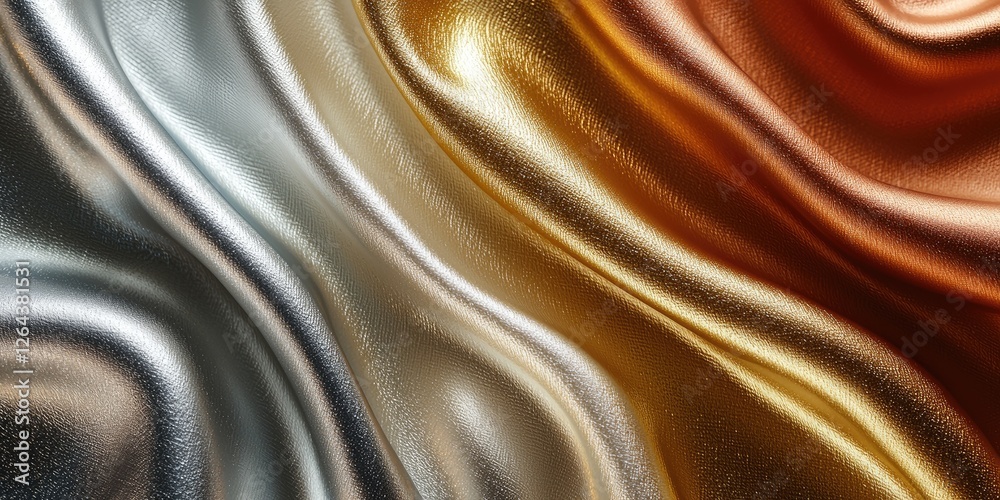 Aufkleber An abstract image featuring metallic gradients with a focus on the sleek and reflective qualities of metallic colors, blending shades of gold, silver, and bronze to creat