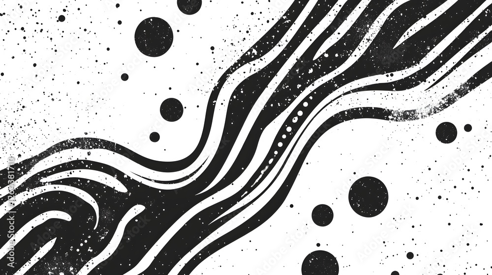 Aufkleber mesmerizing cosmic waves and spheres abstract digital composition captivating abstract digital artwo