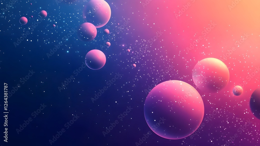 Aufkleber mesmerizing cosmic spheres and planets floating in a surreal ethereal landscape of swirling nebula a