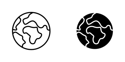 World icons. stroke line and black solid icons