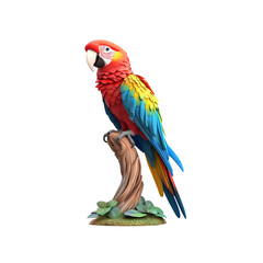 Fototapeta premium Vibrant Scarlet Macaw Perched on a Branch - 3D Render