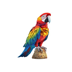 Obraz premium Vibrant Scarlet Macaw Perched on Rock, Tropical Bird, Exotic Parrot
