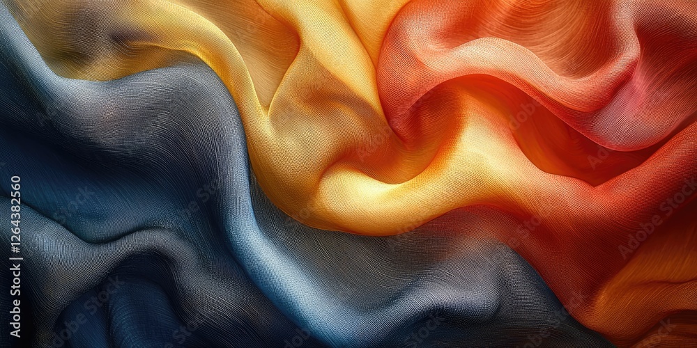 Poster The abstract artwork highlights fabric textures, focusing on the intricate details of different materials, blending rich colors and patterns for a sophisticated compositi