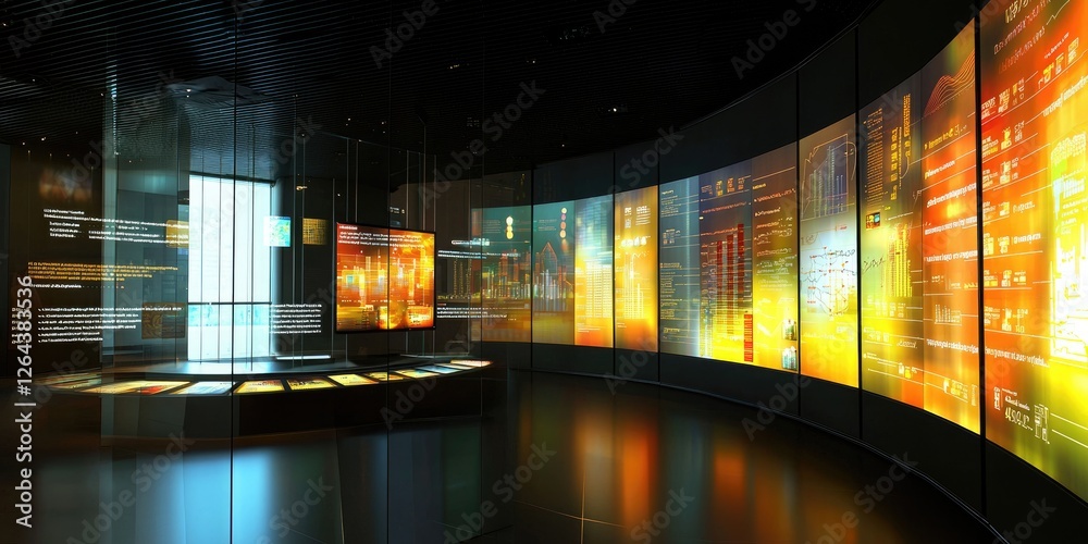 Fototapete Financial advice session with interactive visuals and precise data points in a professional setting.