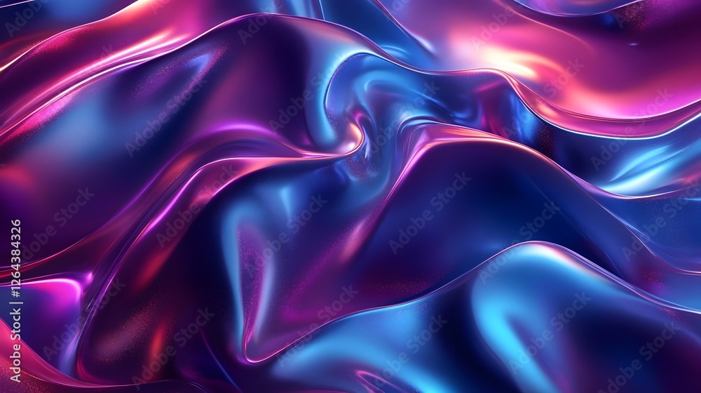 Poster Mesmerizing fluid abstraction with vibrant metallic and neon hues creating an immersive dreamlike and contemporary visual experience