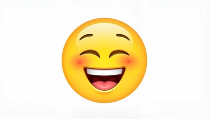 Fototapeta premium Happy smiley emoji on white background