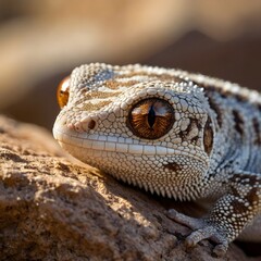 Close-Up of Gecko with Bright Eyes and Detailed Skin
