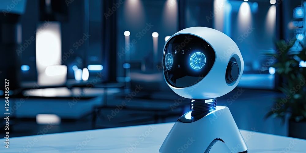 Poster a smart security camera with facial recognition capabilities, showing the integration of AI in everyday technology.