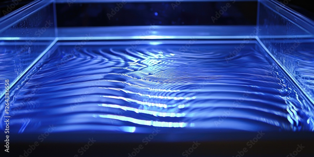 Aufkleber a wave interference experiment in a ripple tank, showing wave crests and troughs forming a clear interference pattern.