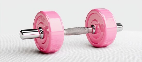 Obraz premium Clear backdrop featuring a single pink dumbbell