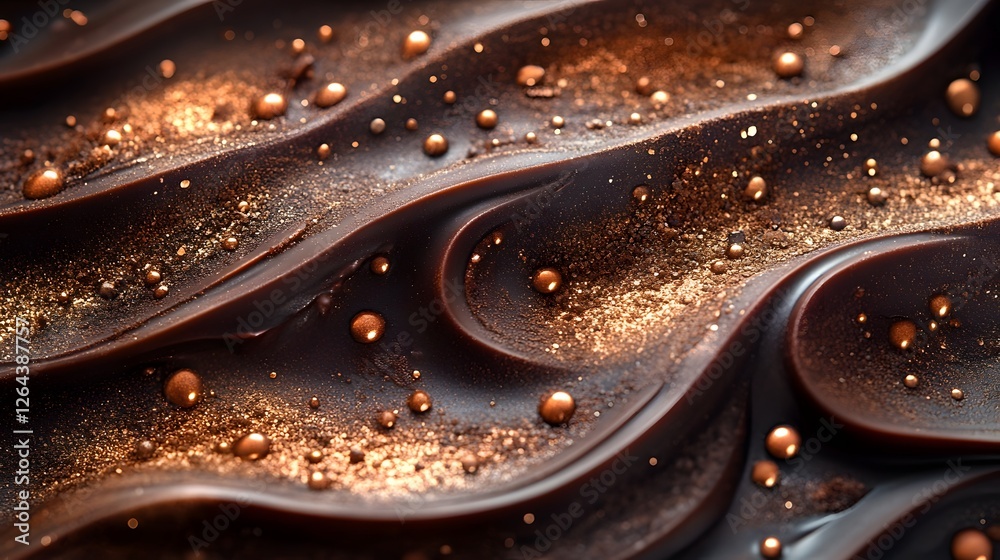 Poster mesmerizing golden liquid waves of shimmering abstract art