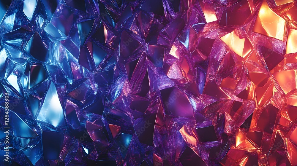 Fototapete Mesmerizing kaleidoscopic geometric crystal patterns abstract background with vibrant iridescent colors gradient effects and dynamic lighting